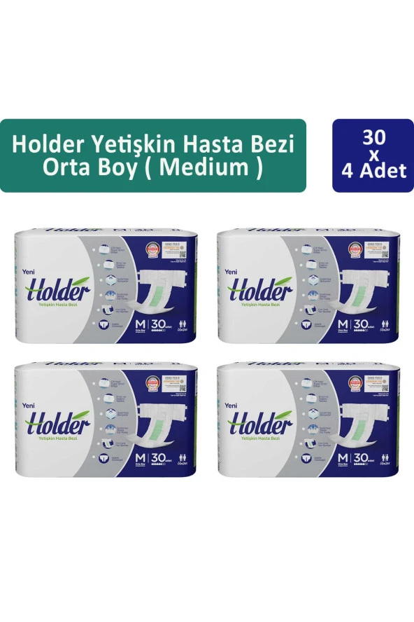 Holder Yetişkin Hasta Bezi Orta Boy ( Medium ) 30 x 4 Adet - 1