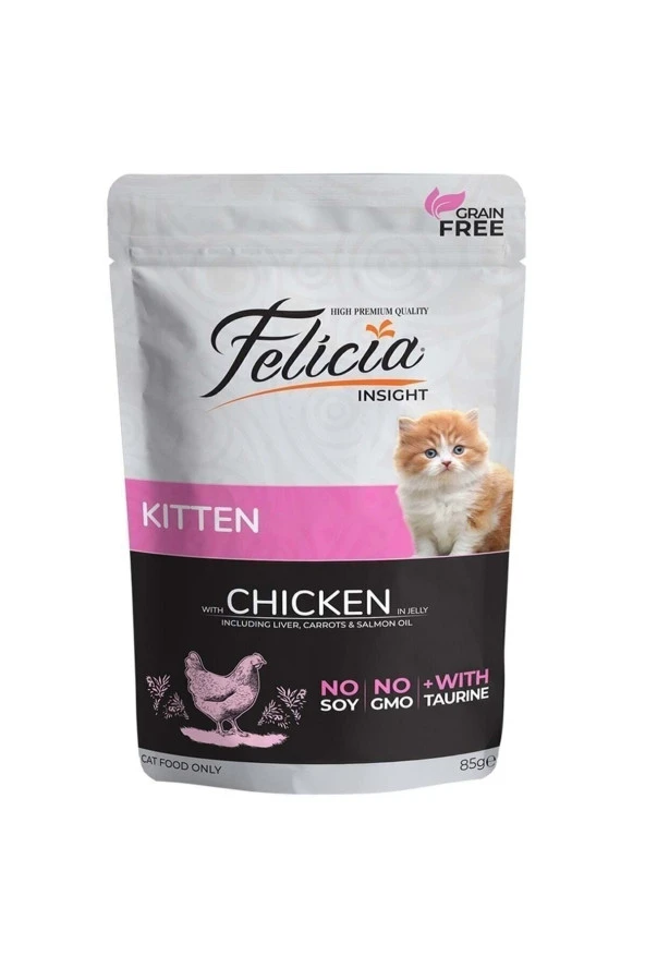 Pouch Tavuklu Yavru Kedi Maması Tahılsız 85 Gr X 2 Adet