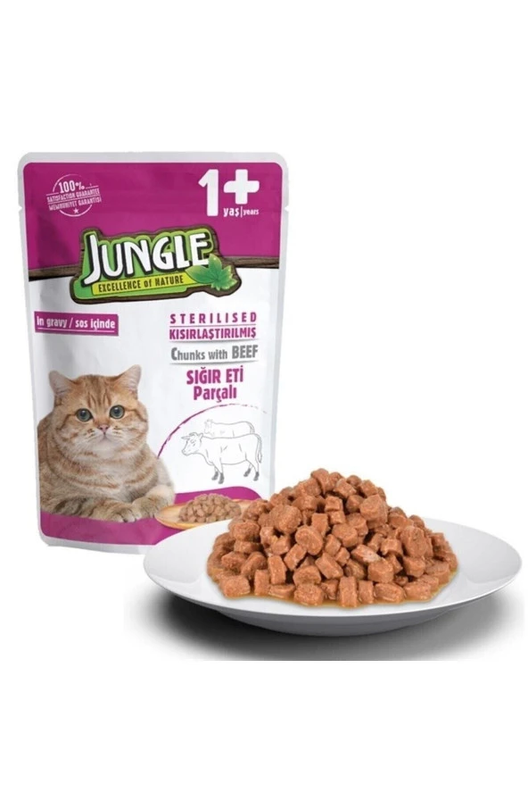 Pouch Sığır Eti Parçalı Kısırlaştırılmış Kedi Konservesi 100gr