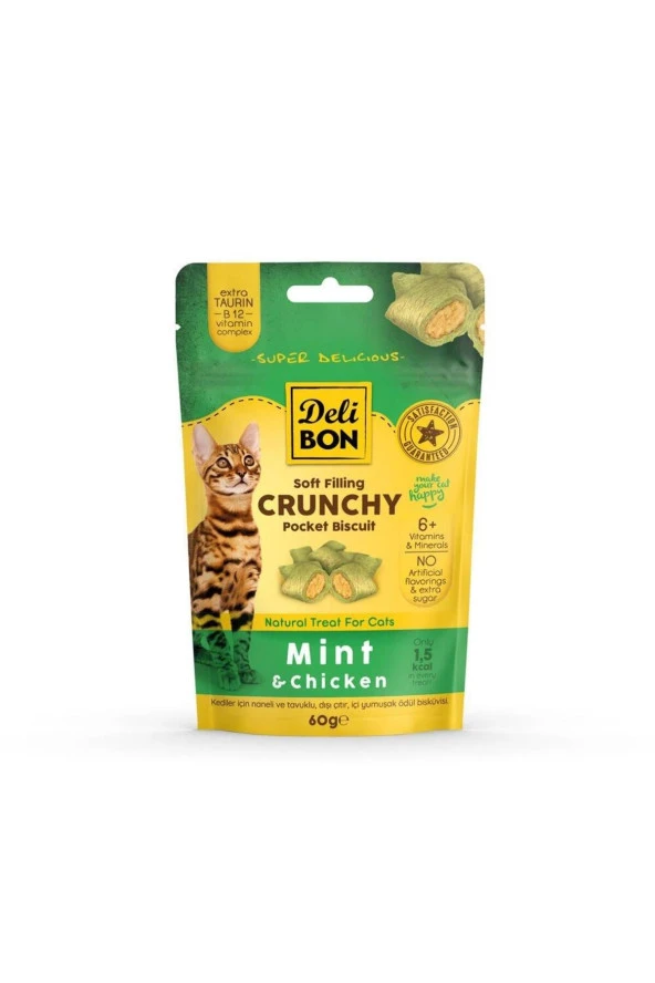 Crunchy Içi Dolgulu Bisküvi Tavuklu Ve Naneli Kedi Ödülü 60gr