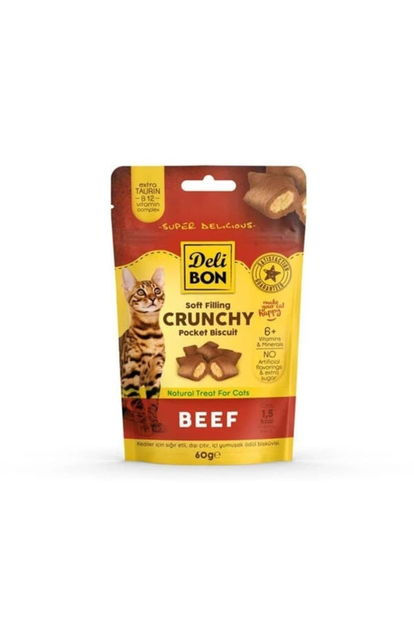 Chrunchy Içi Dolgulu Sığır Etli Kedi Ödül Bisküvisi 60 gr