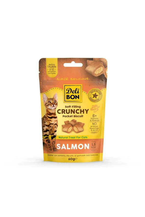 Crunchy Içi Dolgulu Bisküvi Somonlu Kedi Ödülü 60gr