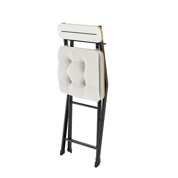 Eportatif Bistro Sandalye Katlanır Minderli Bahçe Sandalyesi Beyaz 1406 - 2