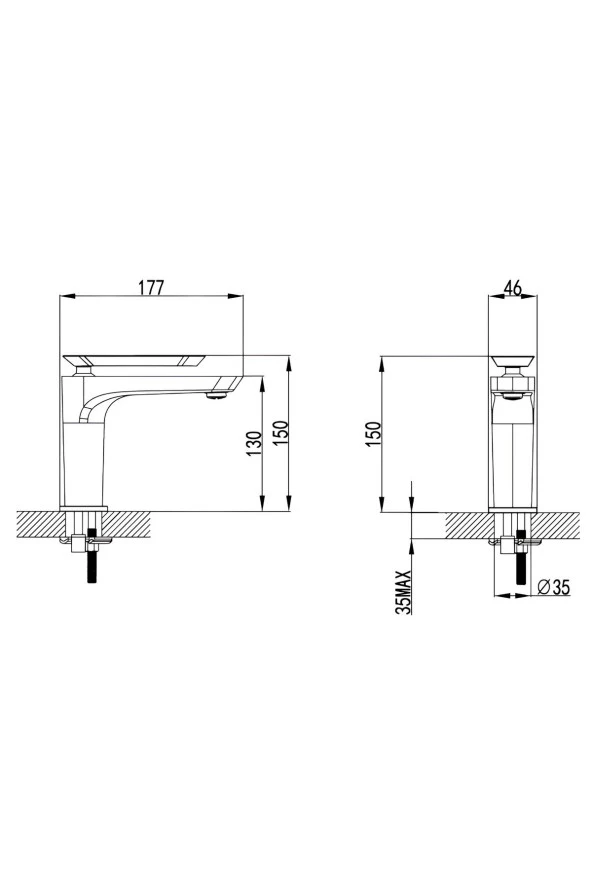 Hermes Lavabo Bataryası Mat Fırçalı Rose Gold - 2