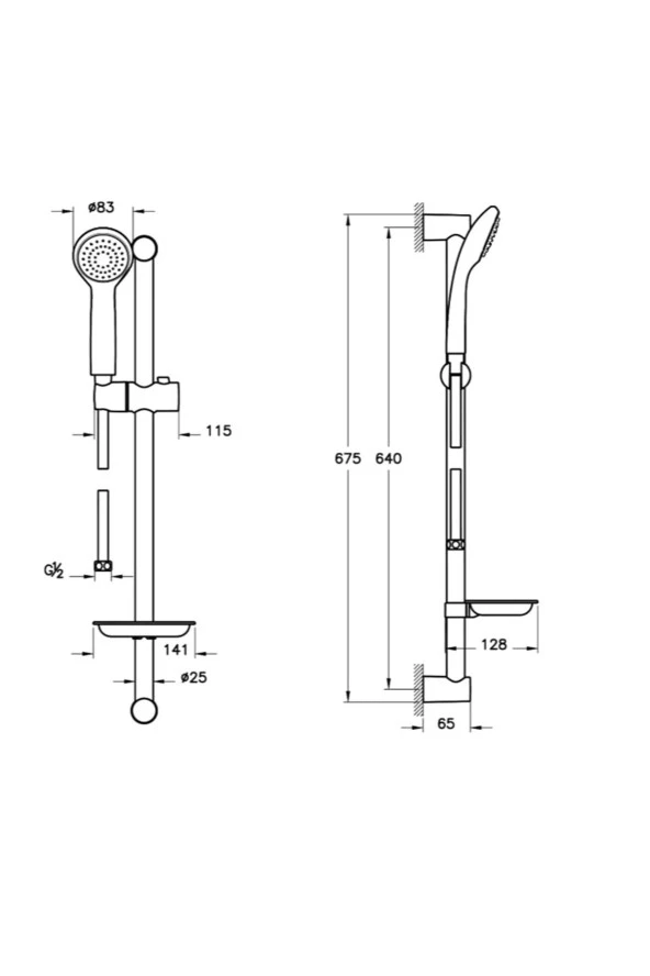 Solo C A45676 1F Sürgülü El Duşu Takımı, Krom - 2