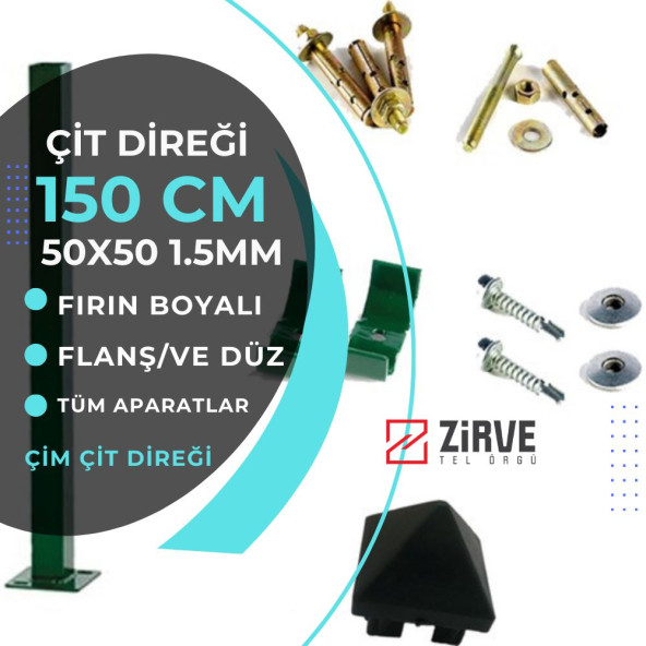 Zirve Tel Örgü 150 cm Panel Çit ve Çim Çit Direği (Aksesuarlı)