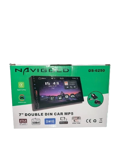 Navigold DS-6250 7" MP5 Oynatıcı, FM Tuner, Bluetooth, Apple CarPlay, Android Auto, Çift USB, Geri Görüş Kamerası Dahil Double Teyp