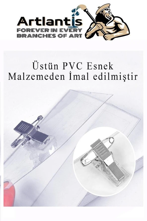 Personel Şeffaf Yaka Kartı İğneli ve Mandallı 1 Adet Pvc Yaka Kartlığı Kimlik Korumalı Büro Ofis Okul - 3
