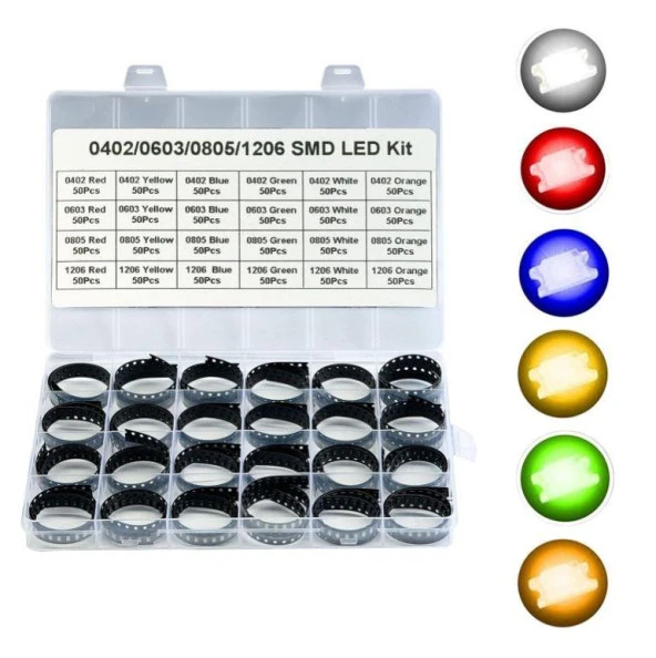 1200 Adet Smd Led Seti 6 Farklı Renk 4 Farklı Kılıfta Plastik Çantada - 5