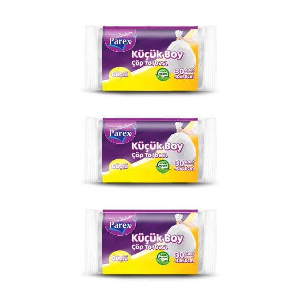 Parex Güçlü Çöp Torbası 30 Lu 40 X 50 Cm Küçük Boy x 3 Paket