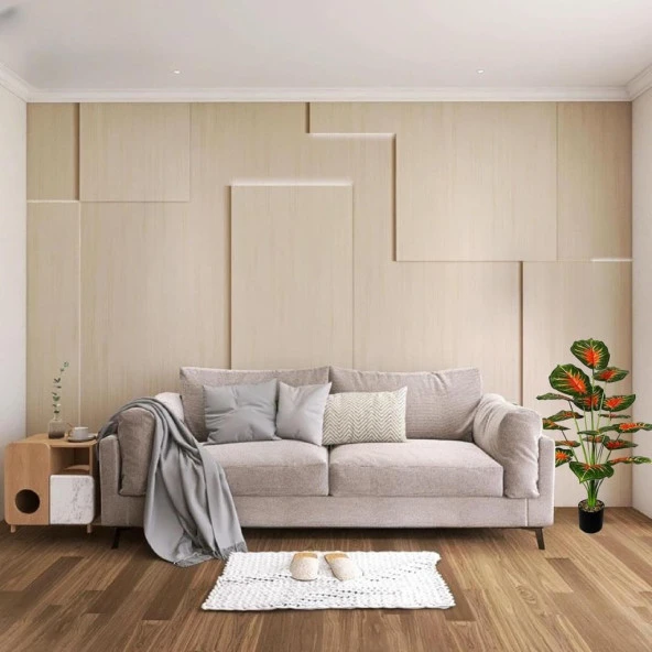 Yapay Çiçek Saksıda Tropik Kızıl Caladium 18 Dal 70 cm Salon Çiçeği Yapay Bitki - 4