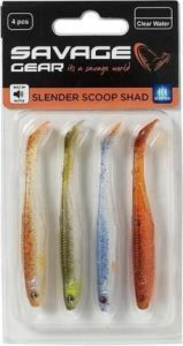 Savage Gear Slender Scoop Shad 9 cm 4 gr Clear Water Mix Sahte Balık