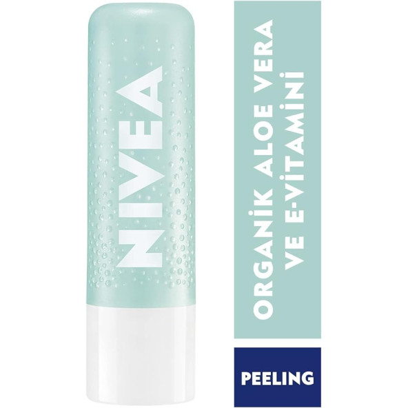 NIVEA Aloe Vera Dudak Bakım Peeling, Dudak Nemlendirici, Makyaj Bazı, E Vitamini ve Organik Aloe Vera İçeren Dudak Kremi, 4,8g - 2