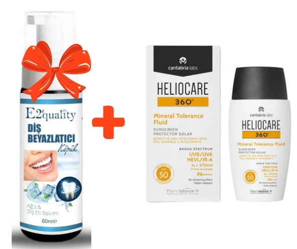 E2'quality Diş Beyazlatıcı Köpük + Heliocare 360 Mineral Tolerance Fluid Spf 50 50 ML