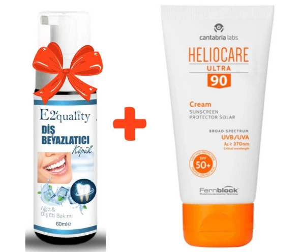 E2'quality Diş Beyazlatıcı Köpük + Heliocare Spf 90 Krem 50 ML Güneş Kremi