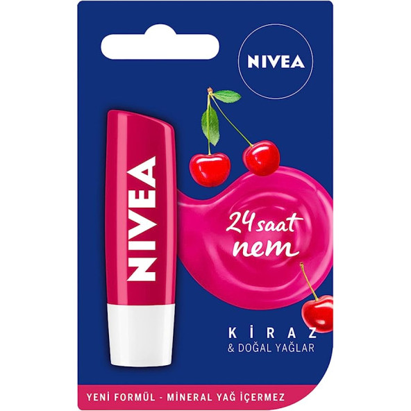NIVEA Kiraz Dudak Bakım Kremi, 24 Saat Nem, Dudak Bakımı, Kiraz Kokusu, Hafif Kırmızı Işıltı (4,8gr) - 5