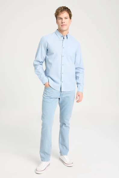 Wrangler W5MY205279M31 Mavi Erkek Regular Fit Normal Kesim %100 Pamuk Gömlek - 3