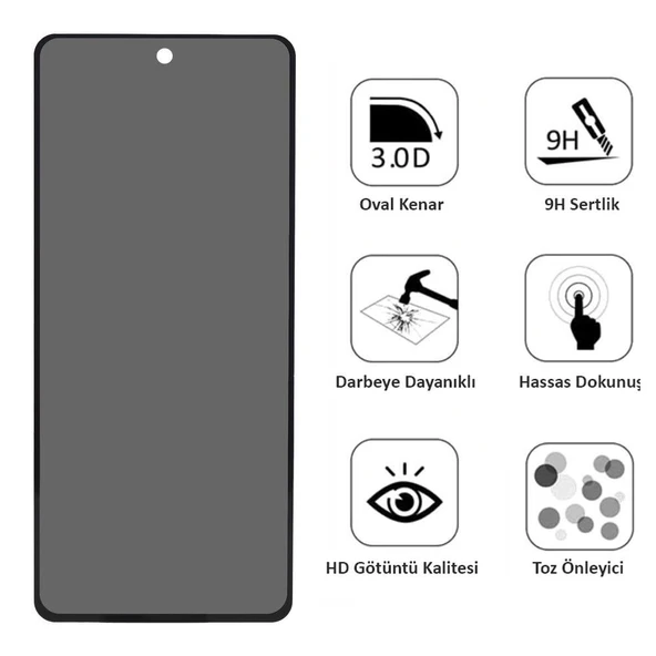 Redmi Note 9 Pro 5d Privacy Hd Tam Kaplayan Hayalet Ekran Koruyucu - 3