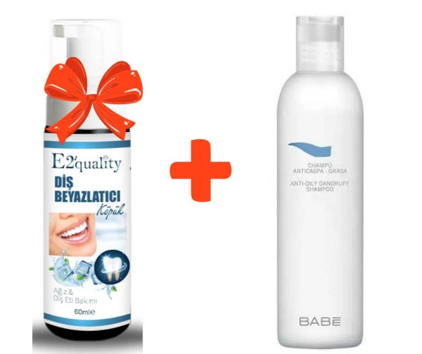 E2'quality Diş Beyazlatıcı Köpük + Babe Anti Oily Dandruff Şampuan 250 ML Kepek Şampuanı