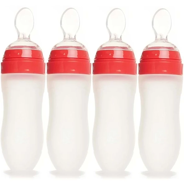 Bebedor Silikon Kaşıklı Biberon 120ML +6 Ay Şeffaf (Kod:7509) (4 Lü Set) ürün görseli