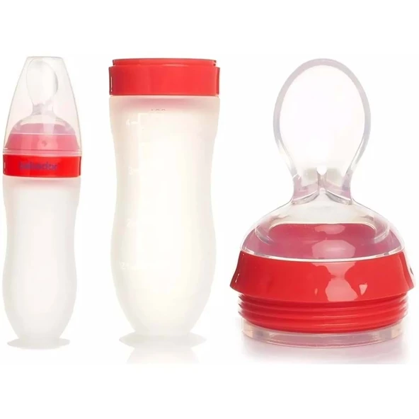 Bebedor Silikon Kaşıklı Biberon 120ML +6 Ay Şeffaf (Kod:7509) (4 Lü Set) - Resim 2
