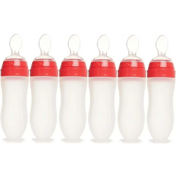 Bebedor Silikon Kaşıklı Biberon 120ML +6 Ay Şeffaf (Kod:7509) (6 Lı Set) - Resim 2