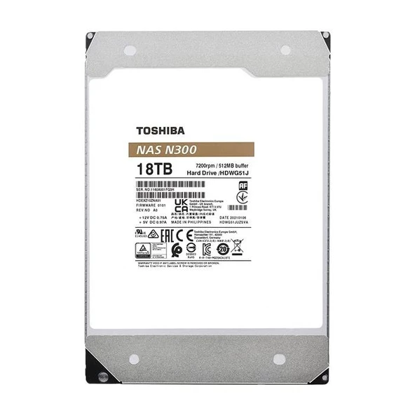 Toshıba 3.5" 18Tb N300 Hdwg51Juzsva 7200 Rpm 512Mb Sata-3 Nas Diski