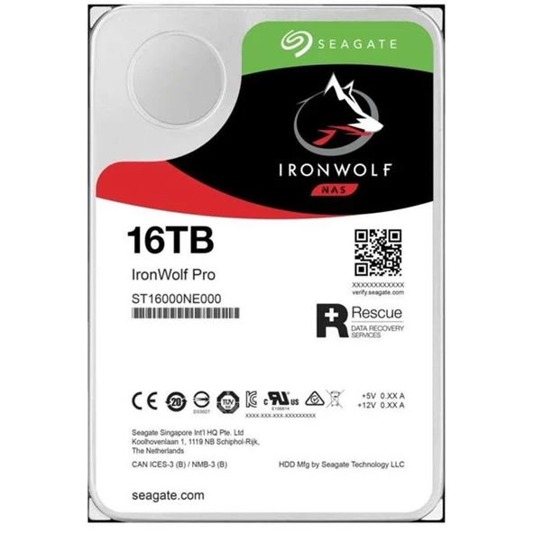 Seagate 16 Tb St16000Nt001 Ironwolf Pro Sata 6Gb/sn 7200Rpm 256Mb Harddisk