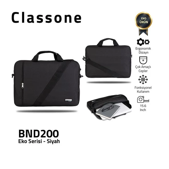 Classone Bnd200 Eko Serısı Notebook Cantası Sıyah 15.6 - Resim 2