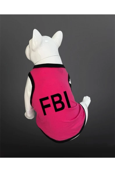Kedi Ve Köpek Kıyafeti - FBI Baskılı Pembe Atlet - 1