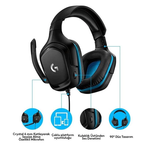 Logitech 981-000770 G432 7.1 Surround Mikrofonlu Gaming Oyuncu Kulaklığı - Resim 2