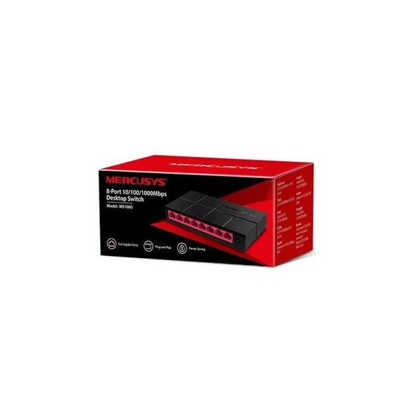 Tp-Link Mercusys MS108G 8 Port 10-100-1000 Mbps Switch Plastik Kasa
