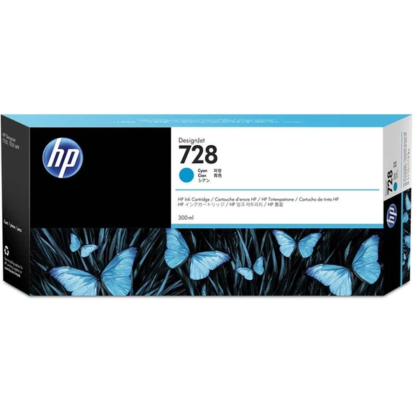 HP 728 Cyan Mavi 300ML Plotter Kartuşu F9K17A ürün görseli 1