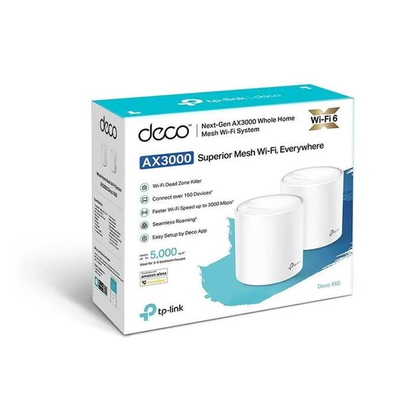 Tp-Link DECO X60 2Li Wi-Fi 6 AX3000 Tüm Evi Kapsayan Mesh Wifi Sistemi