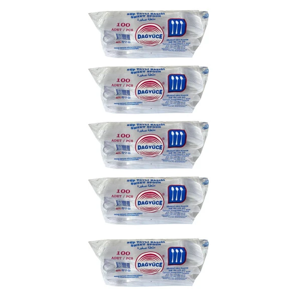 Dağyüce Plastik Şeffaf Sup Kaşık - Tatlı Kaşığı - 100 Adetlik 5 Paket - 500 Adet ürün görseli 1