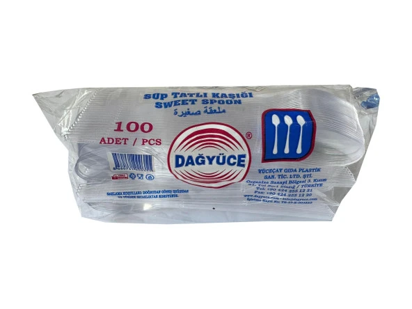 Dağyüce Plastik Şeffaf Sup Kaşık - Tatlı Kaşığı - 100 Adetlik 5 Paket - 500 Adet - Resim 2