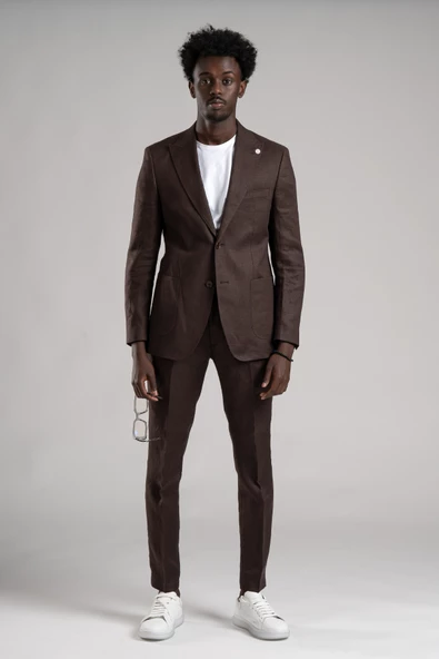 SİR Regular Fit Yarım Astarlı %100 Linen (Keten) Kumaş Takım Elbise - 9