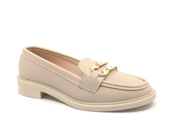 Feles Taş Toka Detaylı Loafer Kadın Babet Ayakkabı - 6
