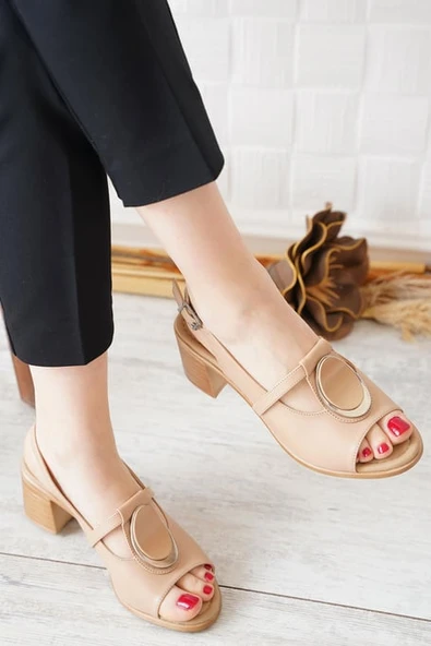 Ventes 111646Z Burnu Açık Desenli Topuklu Kadın Sandalet - Resim 15