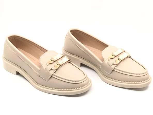 Feles Taş Toka Detaylı Loafer Kadın Babet Ayakkabı - 4
