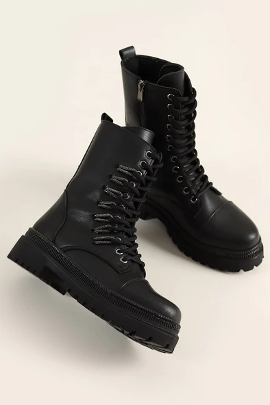 Feles Bağcık Taş Detaylı Postal Kadın Bot - Resim 5