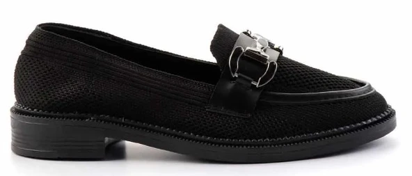 Feles Toka Detaylı Triko Loafer Kadın Babet Ayakkabı - 3