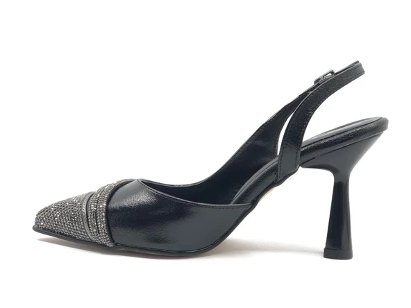 Feles Şerit Taşlı Stiletto Abiye Kadın Topuklu Ayakkabı - Resim 4