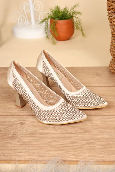 Feles Taş Dantel Detaylı Sindirella Ayakkabısı Kadın Stiletto Topuklu Ayakkabı - Resim 7