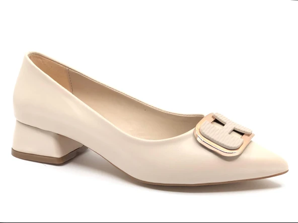 Feles Toka Detaylı Kısa Topuklu Kadın Babet Ayakkabı - Resim 16