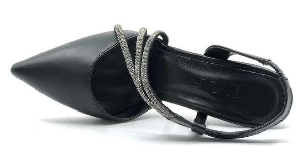 Feles Üç Şerit Taş Detaylı Kadın Topuklu Ayakkabı Stiletto - 7