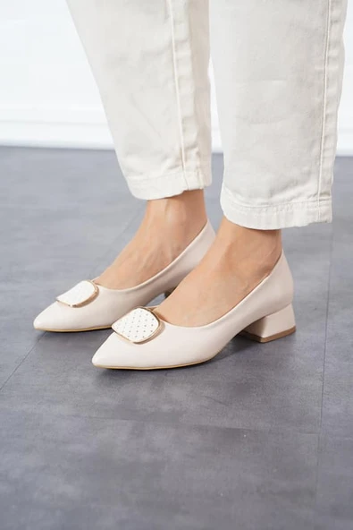 Feles Toka Detaylı Kısa Topuklu Kadın Babet Ayakkabı - Resim 14