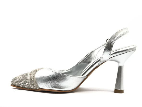 Feles Şerit Taşlı Stiletto Abiye Kadın Topuklu Ayakkabı - Resim 5