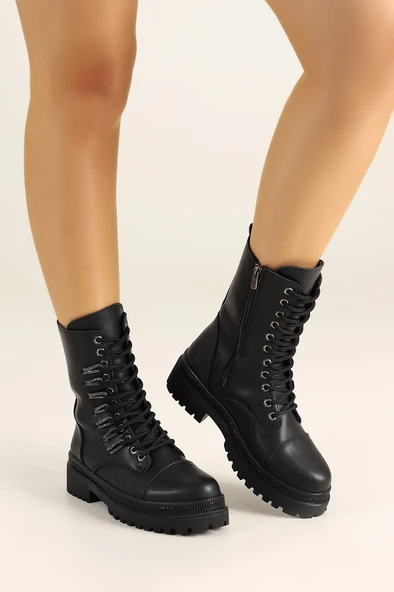 Feles Bağcık Taş Detaylı Postal Kadın Bot - Resim 2