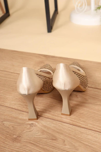 Feles Taş Dantel Detaylı Sindirella Ayakkabısı Kadın Stiletto Topuklu Ayakkabı - Resim 9